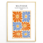Ladda upp bild till gallerivisning, Floral Grid Plakat | Matisse Poster | Stiliserede orange og blå blomster arrangeret i et grafisk mønster
