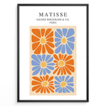 Ladda upp bild till gallerivisning, Floral Grid Plakat | Matisse Poster | Stiliserede orange og blå blomster arrangeret i et grafisk mønster
