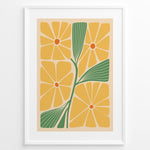 Ladda upp bild till gallerivisning, Golden Blooms Plakat | Matisse Poster | Abstrakte gule blomster med orange centre og grønne blade på beige baggrund
