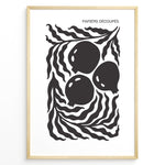 Ladda upp bild till gallerivisning, Papiers Découpés Plakat | Matisse Poster | Tre store cirkulære former omgivet af bølgende linjer i sort-hvid minimalistisk design
