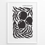 Ladda upp bild till gallerivisning, Papiers Découpés Plakat | Matisse Poster | Tre store cirkulære former omgivet af bølgende linjer i sort-hvid minimalistisk design
