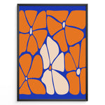 Ladda upp bild till gallerivisning, Orange Petals Plakat | Matisse Poster | Abstrakte orange og beige blomsterblade på dybblå baggrund
