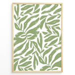 Ladda upp bild till gallerivisning, Verdant Flow Plakat | Matisse Poster | Dynamisk mønster af grønne stiliserede blade på hvid baggrund
