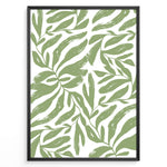 Ladda upp bild till gallerivisning, Verdant Flow Plakat | Matisse Poster | Dynamisk mønster af grønne stiliserede blade på hvid baggrund
