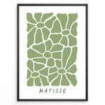 Ladda upp bild till gallerivisning, Verdant Petals Plakat | Matisse Poster | Abstrakte grønne former arrangeret som stiliserede blomsterblade på hvid baggrund
