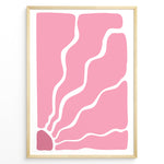 Ladda upp bild till gallerivisning, Pink Waves Plakat | Matisse Poster | Abstrakt kunst med bølgende hvide linjer på lyserød baggrund
