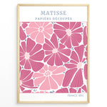 Ladda upp bild till gallerivisning, Papiers Découpés Floral Plakat | Matisse Poster | Stiliserede pink og lilla blomster med blå detaljer
