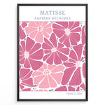 Ladda upp bild till gallerivisning, Papiers Découpés Floral Plakat | Matisse Poster | Stiliserede pink og lilla blomster med blå detaljer
