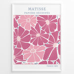 Ladda upp bild till gallerivisning, Papiers Découpés Floral Plakat | Matisse Poster | Stiliserede pink og lilla blomster med blå detaljer

