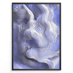 Ladda upp bild till gallerivisning, Abstract poster featuring flowing blue and white contour lines forming a wave-like 3D motion effect, framed in a black border.
