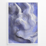 Ladda upp bild till gallerivisning, Abstract poster featuring flowing blue and white contour lines forming a wave-like 3D motion effect, framed in a black border.
