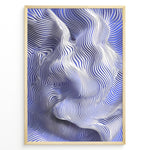 Ladda upp bild till gallerivisning, Abstract poster featuring flowing blue and white contour lines forming a wave-like 3D motion effect, framed in a black border.
