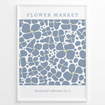 Ladda upp bild till gallerivisning, Flower Market No. 3 Plakat | Matisse Poster | Blå blomster i tæt mønster med teksten &quot;Botanical Collection No. 3&quot;
