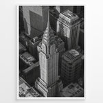 Ladda upp bild till gallerivisning, Fashion Plakat | Aerial View of the Chrysler Building in Black and White Plakaty.dk | Black and white aerial view of the Chrysler Building surrounded by New York City skyscrapers.

