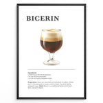 Ladda upp bild till gallerivisning, Illustrated Bicerin recipe poster with a layered glass of espresso, hot chocolate, and whipped cream.
