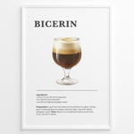 Ladda upp bild till gallerivisning, Illustrated Bicerin recipe poster with a layered glass of espresso, hot chocolate, and whipped cream.
