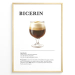 Ladda upp bild till gallerivisning, Illustrated Bicerin recipe poster with a layered glass of espresso, hot chocolate, and whipped cream.
