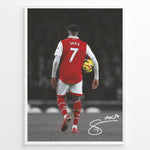 Ladda upp bild till gallerivisning, Poster featuring a football player in a red and white No. 7 jersey walking on a stadium field while holding a match ball, with a stylized signature at the bottom.
