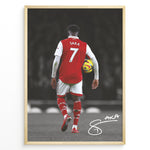 Ladda upp bild till gallerivisning, Poster featuring a football player in a red and white No. 7 jersey walking on a stadium field while holding a match ball, with a stylized signature at the bottom.
