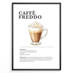 Ladda upp bild till gallerivisning, Illustrated Caffè Freddo recipe poster with an iced espresso drink topped with foam.
