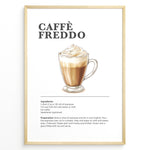 Ladda upp bild till gallerivisning, Illustrated Caffè Freddo recipe poster with an iced espresso drink topped with foam.
