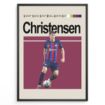 Ladda upp bild till gallerivisning, Andreas Christensen fodbold plakat | FC Barcelona spiller i blå og rød hjemmebanetrøje med bold i kampklar position
