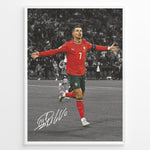 Ladda upp bild till gallerivisning, Cristiano Ronaldo goal celebration in Portugal red jersey framed plakat
