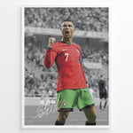 Ladda upp bild till gallerivisning, Cristiano Ronaldo celebrating in Portugal red and green jersey framed plakat
