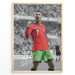 Ladda upp bild till gallerivisning, Cristiano Ronaldo celebrating in Portugal red and green jersey framed plakat

