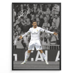 Ladda upp bild till gallerivisning, Cristiano Ronaldo celebrating in Real Madrid white jersey framed plakat
