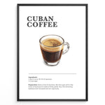 Ladda upp bild till gallerivisning, Illustrated Cuban Coffee recipe poster with a glass of sweet espresso.
