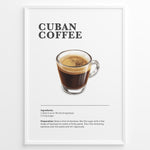 Ladda upp bild till gallerivisning, Illustrated Cuban Coffee recipe poster with a glass of sweet espresso.
