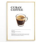 Ladda upp bild till gallerivisning, Illustrated Cuban Coffee recipe poster with a glass of sweet espresso.

