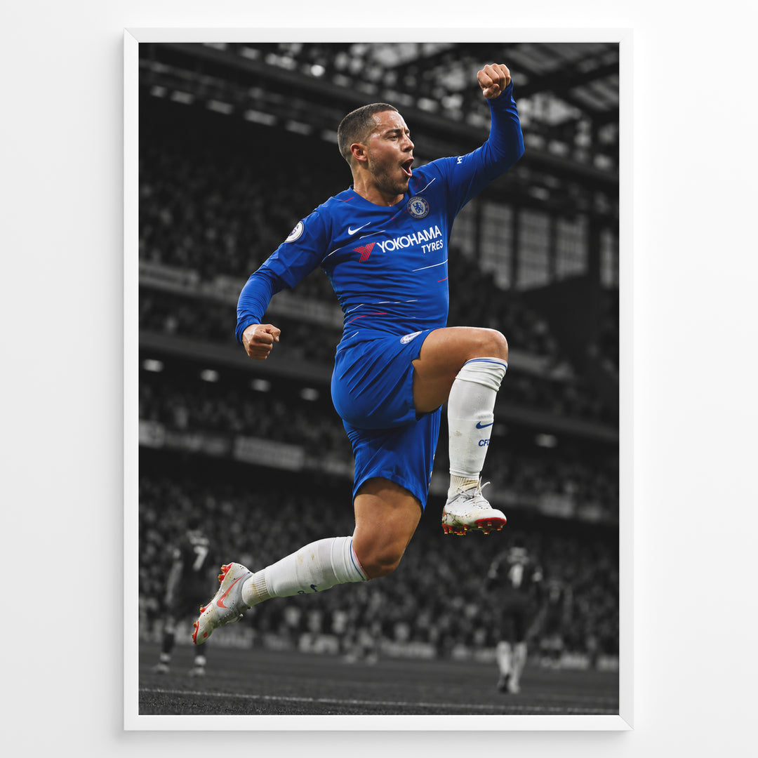 Eden Hazard Chelsea fodbold plakat i blå Chelsea-trøje