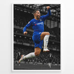 Ladda upp bild till gallerivisning, Eden Hazard Chelsea fodbold plakat i blå Chelsea-trøje
