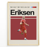 Ladda upp bild till gallerivisning, Christian Eriksen fodbold plakat i Danmarks røde landsholdstrøje under jubelscene med dynamisk og stilrent design
