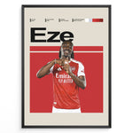 Ladda upp bild till gallerivisning, Eberechi Eze fodbold plakat i Arsenal rød og hvid hjemmebanetrøje med stilrent og moderne design
