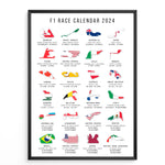 Ladda upp bild till gallerivisning, F1-kalenderposters 2024 | Unik design av tävlingskartor
