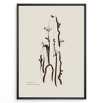 Ladda upp bild till gallerivisning, Framed “Minimalist Drawing Collection” poster with abstract brown cactus and small flowers line art on a beige background in a modern style.
