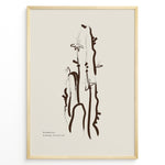 Ladda upp bild till gallerivisning, Framed “Minimalist Drawing Collection” poster with abstract brown cactus and small flowers line art on a beige background in a modern style.
