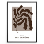 Ladda upp bild till gallerivisning, Framed “Art Bohème No.07” poster featuring abstract brown botanical shapes on a taupe background in a minimalist modern style.
