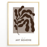 Ladda upp bild till gallerivisning, Framed “Art Bohème No.07” poster featuring abstract brown botanical shapes on a taupe background in a minimalist modern style.
