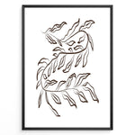 Ladda upp bild till gallerivisning, Framed botanical poster with elegant brown line art of flowing leafy branches on a white background in a minimalist modern style.
