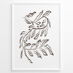 Ladda upp bild till gallerivisning, Framed botanical poster with elegant brown line art of flowing leafy branches on a white background in a minimalist modern style.
