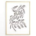Ladda upp bild till gallerivisning, Framed botanical poster with elegant brown line art of flowing leafy branches on a white background in a minimalist modern style.
