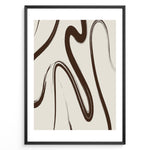 Ladda upp bild till gallerivisning, Framed abstract line art poster with fluid brown brush strokes on a light beige background in a minimalist modern style.
