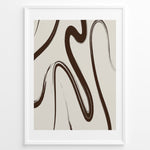 Ladda upp bild till gallerivisning, Framed abstract line art poster with fluid brown brush strokes on a light beige background in a minimalist modern style.
