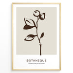 Ladda upp bild till gallerivisning, Framed minimalist botanical poster with dark brown hand-drawn plant on a beige background and the word “Botanique” written below.
