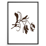 Ladda upp bild till gallerivisning, Framed minimalist botanical poster featuring abstract brown flower and leaf line art on a clean white background.
