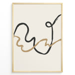 Ladda upp bild till gallerivisning, Framed minimalist abstract poster with black and beige curved lines on a light cream background.
